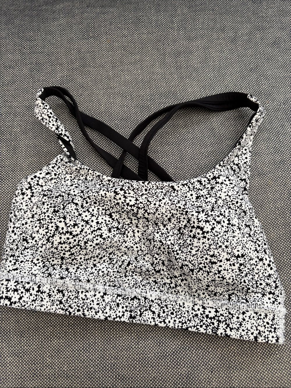 lululemon athletica Black & White Floral Crisscross Sports Bra